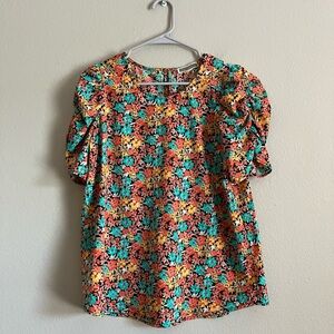 ❌LAST CHANCE❌ PLEIONE Ruched Sleeve‎ Floral Blouse size medium